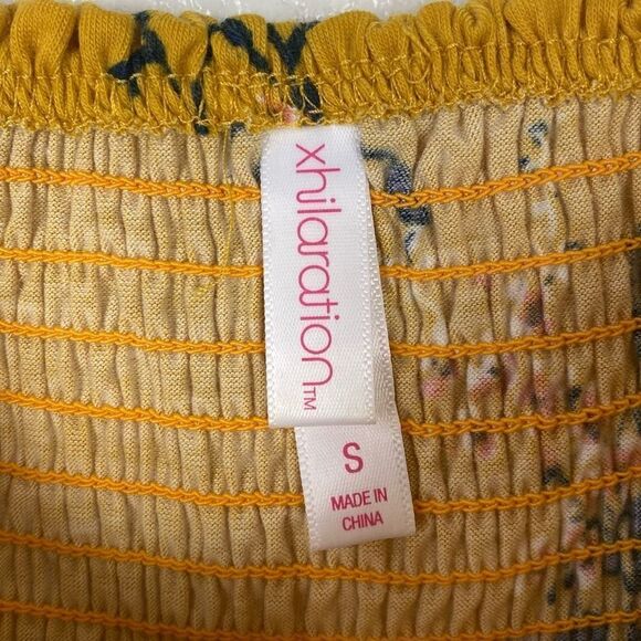 Xhilaration Yellow Floral Wide Sleeve Smocked Off the Shoulder Blouse Top Size S - Picture 5 of 5